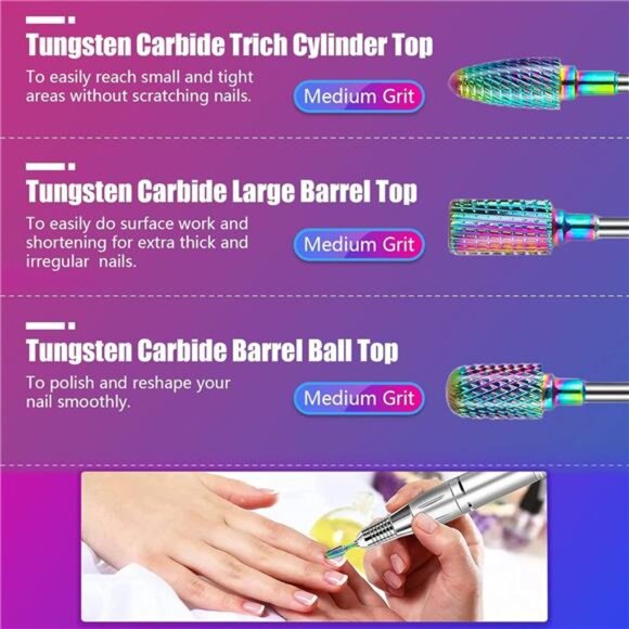 30Pcs Nail Drill Bits,3/32 Inch Ceramic Bits for NailsSets,Diamond Cuticle Efile - Picture 4 of 7